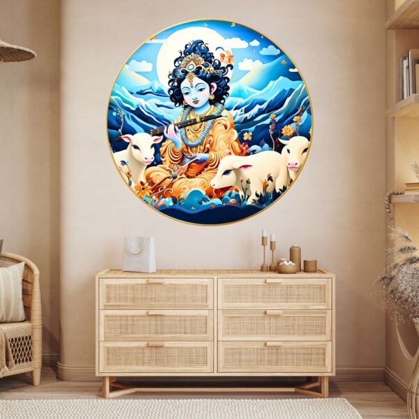Wall Painting for Wall Decoration with Frame Sparkle Glossy Round Golden Framed Large Painting Office, Living Room, Bedroom, Home Decoration - Image 4