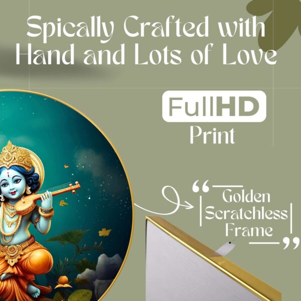 Wall Painting for Wall Decoration with Frame Sparkle Glossy Round Golden Framed Large Painting Office, Living Room, Bedroom, Home Decoration - Image 3